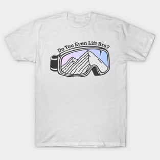 Sunset Mountain Ski Goggles | Do You Even Lift Bro? T-Shirt
